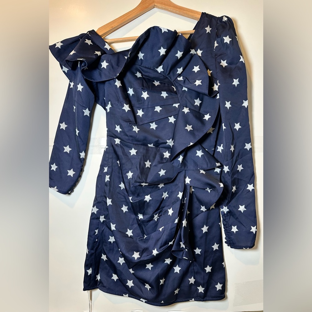 Self-Portrait Blue Ruffle Mini Dress - Picture 4 of 6